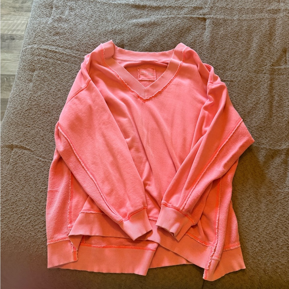 Aerie Bright Pink V-Neck Sweater